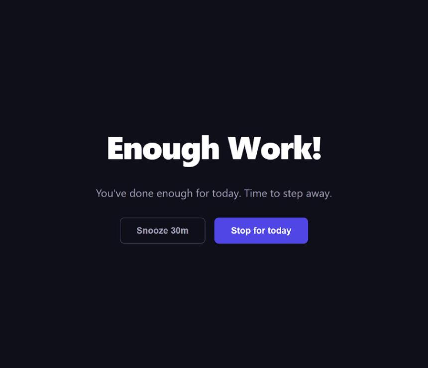 Fullscreen overlay when limit is reached